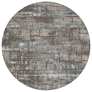 Piper Looms Chantille Geometric ACN1969 Brown Machine Washable Area Rug Round Main Image