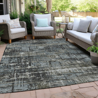 Piper Looms Chantille Geometric ACN1969 Charcoal Machine Washable Area Rug Outdoor Lifestyle Image Feature