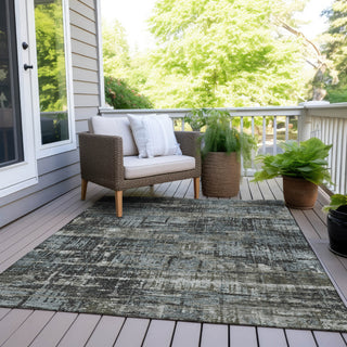 Piper Looms Chantille Geometric ACN1969 Charcoal Machine Washable Area Rug Outdoor Lifestyle Image Feature