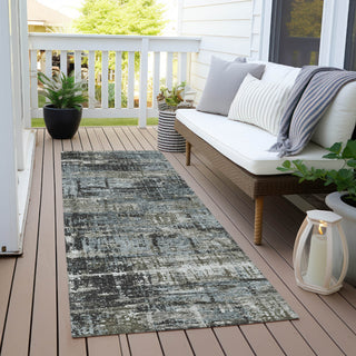 Piper Looms Chantille Geometric ACN1969 Charcoal Machine Washable Area Rug Runner Outdoor Lifestyle Image Feature