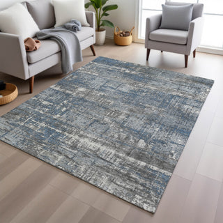 Piper Looms Chantille Geometric ACN1969 Denim Machine Washable Area Rug Lifestyle Image Feature