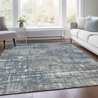 Piper Looms Chantille Geometric ACN1969 Denim Machine Washable Area Rug Lifestyle Image Feature