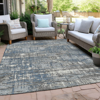 Piper Looms Chantille Geometric ACN1969 Denim Machine Washable Area Rug Outdoor Lifestyle Image Feature