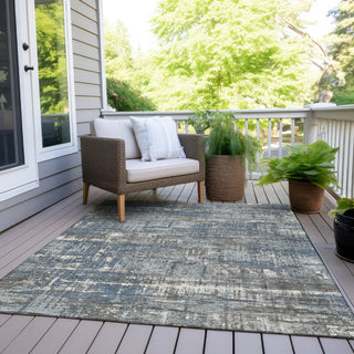 Piper Looms Chantille Geometric ACN1969 Denim Machine Washable Area Rug Outdoor Lifestyle Image Feature