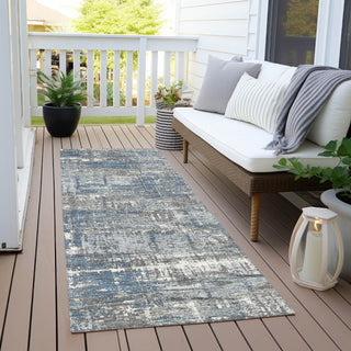 Piper Looms Chantille Geometric ACN1969 Denim Machine Washable Area Rug Runner Outdoor Lifestyle Image Feature