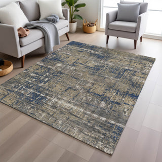 Piper Looms Chantille Geometric ACN1969 Navy Machine Washable Area Rug Lifestyle Image Feature