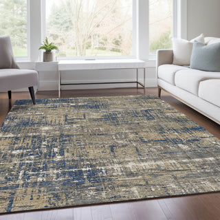 Piper Looms Chantille Geometric ACN1969 Navy Machine Washable Area Rug Lifestyle Image Feature
