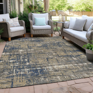 Piper Looms Chantille Geometric ACN1969 Navy Machine Washable Area Rug Outdoor Lifestyle Image Feature