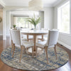 Piper Looms Chantille Geometric ACN1969 Navy Machine Washable Area Rug Round Lifestyle Image Feature