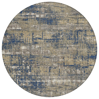 Piper Looms Chantille Geometric ACN1969 Navy Machine Washable Area Rug Round Main Image