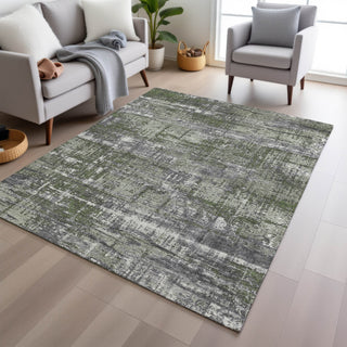 Piper Looms Chantille Geometric ACN1969 Olive Machine Washable Area Rug Lifestyle Image Feature