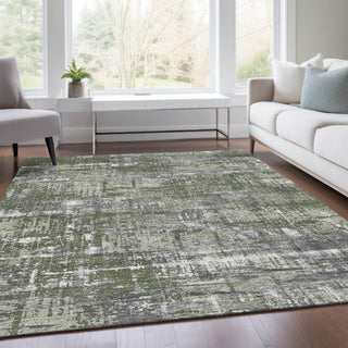 Piper Looms Chantille Geometric ACN1969 Olive Machine Washable Area Rug Lifestyle Image Feature