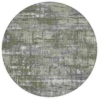 Piper Looms Chantille Geometric ACN1969 Olive Machine Washable Area Rug Round Main Image