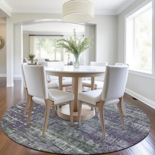 Piper Looms Chantille Geometric ACN1969 Purple Machine Washable Area Rug Round Lifestyle Image Feature