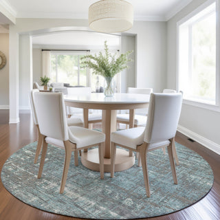 Piper Looms Chantille Geometric ACN1969 Taupe Machine Washable Area Rug Round Lifestyle Image Feature