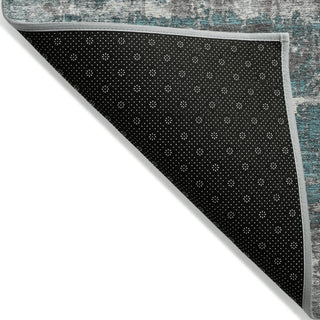 Piper Looms Chantille Geometric ACN1969 Teal Machine Washable Area Rug Backing Image