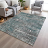 Piper Looms Chantille Geometric ACN1969 Teal Machine Washable Area Rug Lifestyle Image Feature