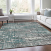 Piper Looms Chantille Geometric ACN1969 Teal Machine Washable Area Rug Lifestyle Image Feature