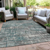 Piper Looms Chantille Geometric ACN1969 Teal Machine Washable Area Rug Outdoor Lifestyle Image Feature