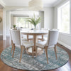 Piper Looms Chantille Geometric ACN1969 Teal Machine Washable Area Rug Round Lifestyle Image Feature