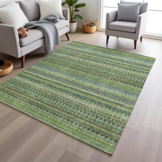 Piper Looms Chantille Stripes ACN1970 Aloe Machine Washable Area Rug Lifestyle Image Feature