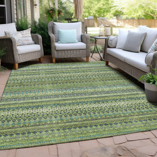 Piper Looms Chantille Stripes ACN1970 Aloe Machine Washable Area Rug Outdoor Lifestyle Image Feature