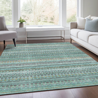 Piper Looms Chantille Stripes ACN1970 Aqua Machine Washable Area Rug Lifestyle Image Feature