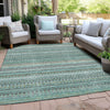 Piper Looms Chantille Stripes ACN1970 Aqua Machine Washable Area Rug Outdoor Lifestyle Image Feature