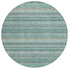 Piper Looms Chantille Stripes ACN1970 Aqua Machine Washable Area Rug Round Main Image