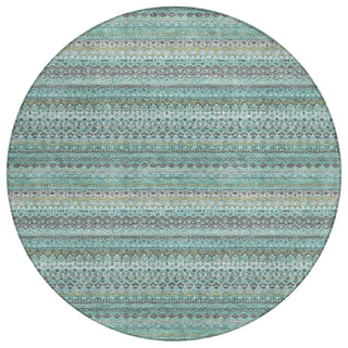 Piper Looms Chantille Stripes ACN1970 Aqua Machine Washable Area Rug Round Main Image