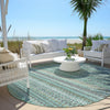 Piper Looms Chantille Stripes ACN1970 Aqua Machine Washable Area Rug Round Outdoor Lifestyle Image Feature