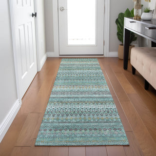 Piper Looms Chantille Stripes ACN1970 Aqua Machine Washable Area Rug Runner Lifestyle Image Feature