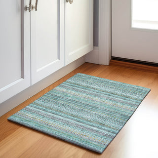 Piper Looms Chantille Stripes ACN1970 Aqua Machine Washable Area Rug Scatter Lifestyle Image Feature