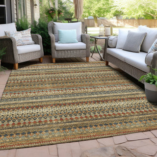 Piper Looms Chantille Stripes ACN1970 Gold Machine Washable Area Rug Outdoor Lifestyle Image Feature