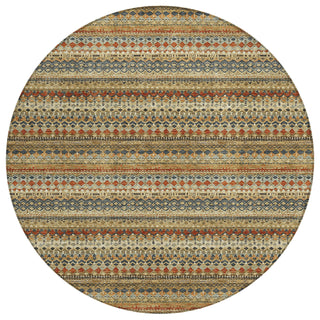 Piper Looms Chantille Stripes ACN1970 Gold Machine Washable Area Rug Round Main Image