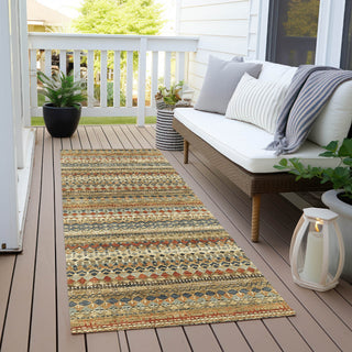 Piper Looms Chantille Stripes ACN1970 Gold Machine Washable Area Rug Runner Outdoor Lifestyle Image Feature