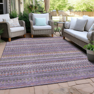 Piper Looms Chantille Stripes ACN1970 Purple Machine Washable Area Rug Outdoor Lifestyle Image Feature
