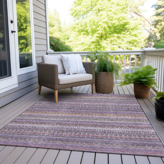 Piper Looms Chantille Stripes ACN1970 Purple Machine Washable Area Rug Outdoor Lifestyle Image Feature