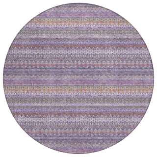 Piper Looms Chantille Stripes ACN1970 Purple Machine Washable Area Rug Round Main Image