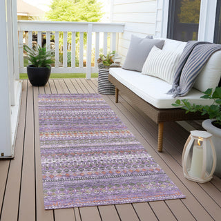 Piper Looms Chantille Stripes ACN1970 Purple Machine Washable Area Rug Runner Outdoor Lifestyle Image Feature