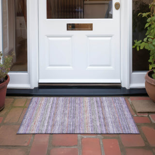 Piper Looms Chantille Stripes ACN1970 Purple Machine Washable Area Rug Scatter Outdoor Lifestyle Image Feature