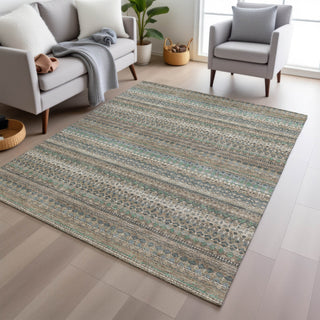Piper Looms Chantille Stripes ACN1970 Taupe Machine Washable Area Rug Lifestyle Image Feature