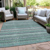 Piper Looms Chantille Stripes ACN1970 Teal Machine Washable Area Rug Outdoor Lifestyle Image Feature