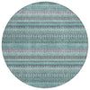 Piper Looms Chantille Stripes ACN1970 Teal Machine Washable Area Rug Round Main Image