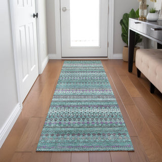 Piper Looms Chantille Stripes ACN1970 Teal Machine Washable Area Rug Runner Lifestyle Image Feature