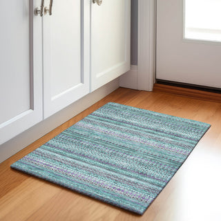 Piper Looms Chantille Stripes ACN1970 Teal Machine Washable Area Rug Scatter Lifestyle Image Feature