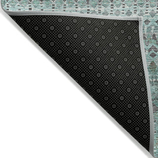 Piper Looms Chantille Stripes ACN1970 Turquoise Machine Washable Area Rug Backing Image