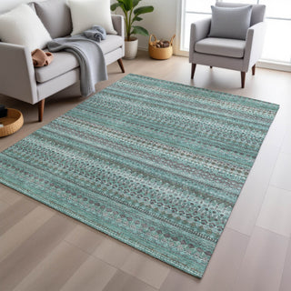 Piper Looms Chantille Stripes ACN1970 Turquoise Machine Washable Area Rug Lifestyle Image Feature