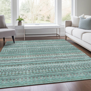 Piper Looms Chantille Stripes ACN1970 Turquoise Machine Washable Area Rug Lifestyle Image Feature