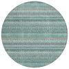 Piper Looms Chantille Stripes ACN1970 Turquoise Machine Washable Area Rug Round Main Image